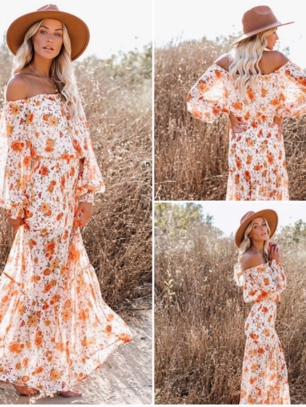 Vici Sunset Floral Smocked Dress